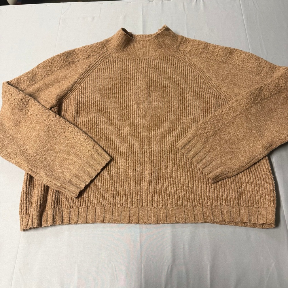 Wild Fable Womens XXL Ribbed Sweater‎ Camel Brown Textured Raglan Sleeve